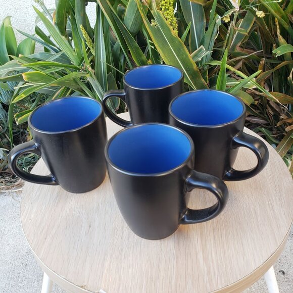 NEW Stone Lain 4 Piece Stoneware mugs cups Coffee Tea dishes Dinnerware Set Blue - Picture 6 of 12
